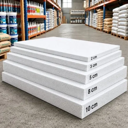Kami Supplier Styrofoam lembaran untuk kebutuhan insulasi peredam panas dan suara pada berbagai jenis bangunan. Tersedia pilihan Styrofoam Board ukuran 122 x 244 cm Tersedia Styrofoam Tebal 2cm, 3cm, 5cm, 8cm & 10cm, sehingga dapat disesuaikan dengan kebutuhan proyek. Dapatkan Harga Styrofoam Board Per-lembar, Harga Styrofoam 122 x 244 yang kompetitif serta pilihan ketebalan yang sesuai untuk kebutuhan konstruksi dan insulasi Anda.