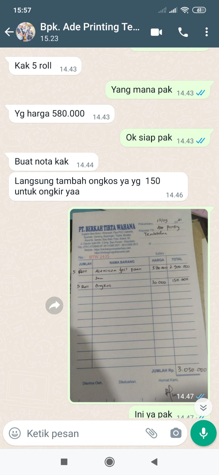 Testimoni Aluminium foil