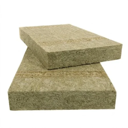 Two beige fiberboard insulation panels stacked, showing a rough textured surface and layered edges.