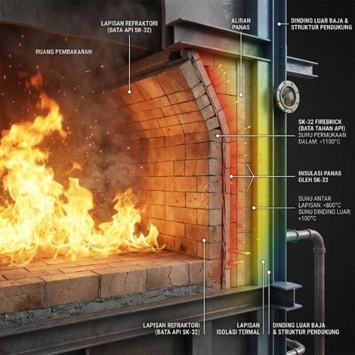 Supplier Bata Tahan Api (Fire Brick) SK-32 menyediakan berbagai pilihan bata refractory untuk kebutuhan industri, tungku, furnace, kiln, boiler, dan aplikasi bersuhu tinggi lainnya. Sebagai Toko Bata Tahan Api, kami menawarkan pilihan Harga Bata Refractory, Harga Bata Api per-biji, Harga Bata Api SK-30 & Harga Bata tahan panas ini dirancang untuk membantu melindungi area kerja dari paparan suhu tinggi serta menjaga ketahanan konstruksi refractory lining dalam penggunaan industri.