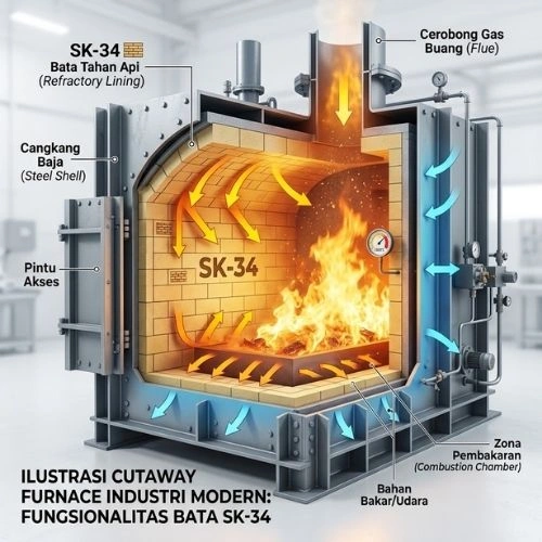 Supplier Bata Tahan Api (Fire Brick) SK-34 menyediakan berbagai pilihan material refractory untuk kebutuhan industri, furnace, kiln, tungku, boiler, dan aplikasi bersuhu tinggi lainnya. Sebagai Toko Bata Tahan Api, kami menyediakan pilihan Bata Tahan Panas dengan berbagai spesifikasi dan ukuran sesuai kebutuhan proyek. Dapatkan informasi Harga Bata Refractory, Harga Bata Api per-biji, hingga Harga Bata Api SK-34 untuk kebutuhan konstruksi refractory lining