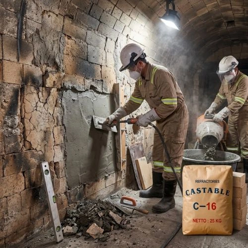 Supplier Castable C-16 Semen Api menyediakan material refractory untuk berbagai kebutuhan industri yang membutuhkan ketahanan terhadap suhu tinggi. Sebagai Toko Semen Api, kami melayani kebutuhan Refractory Cement Castable C-16 untuk aplikasi seperti furnace, kiln, tungku, boiler, dan berbagai peralatan industri lainnya. Untuk mendapatkan informasi harga Semen Api per sak, harga Castable C-16 dan Harga semen tahan panas